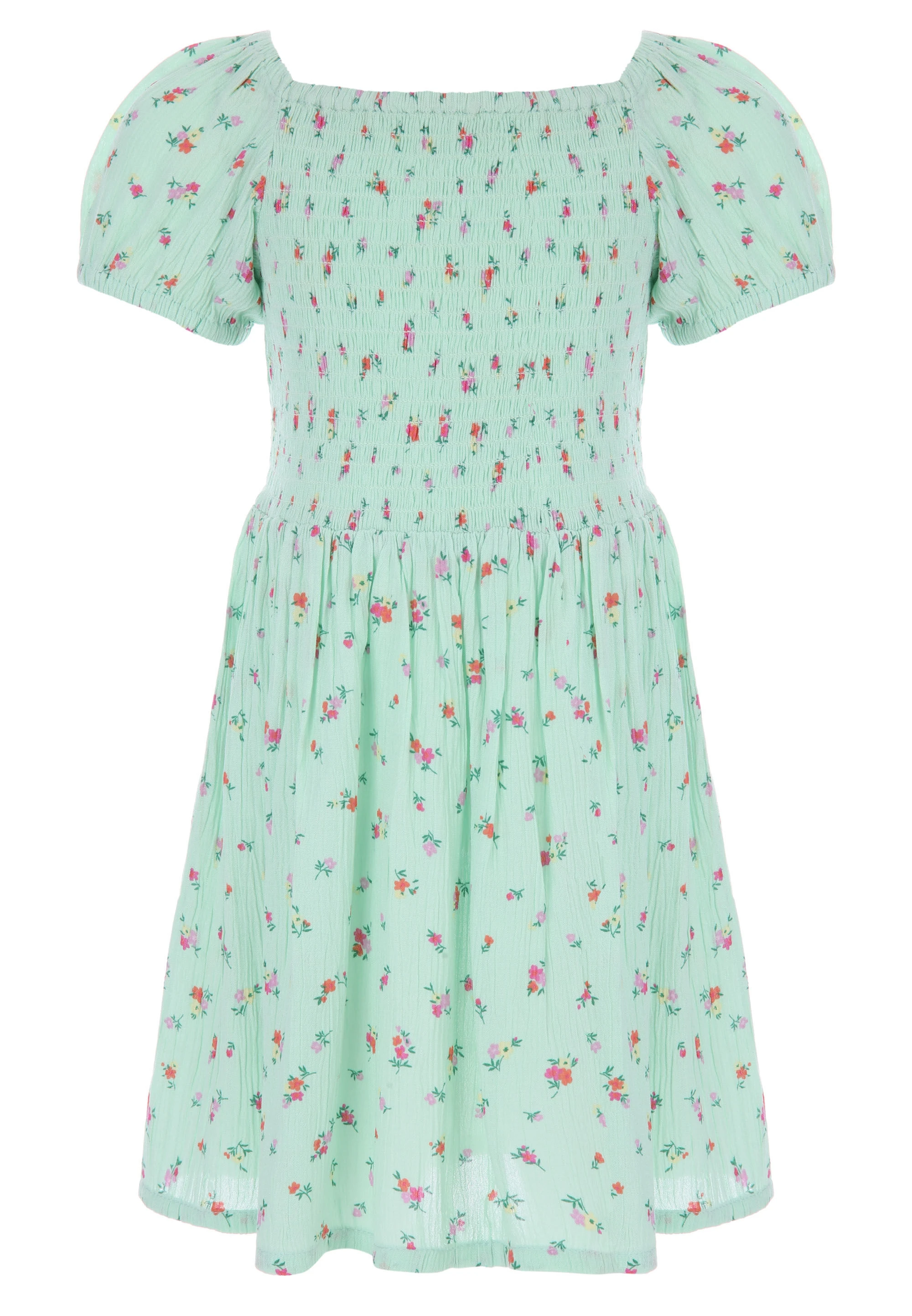 Younger Girls Green Floral Dress