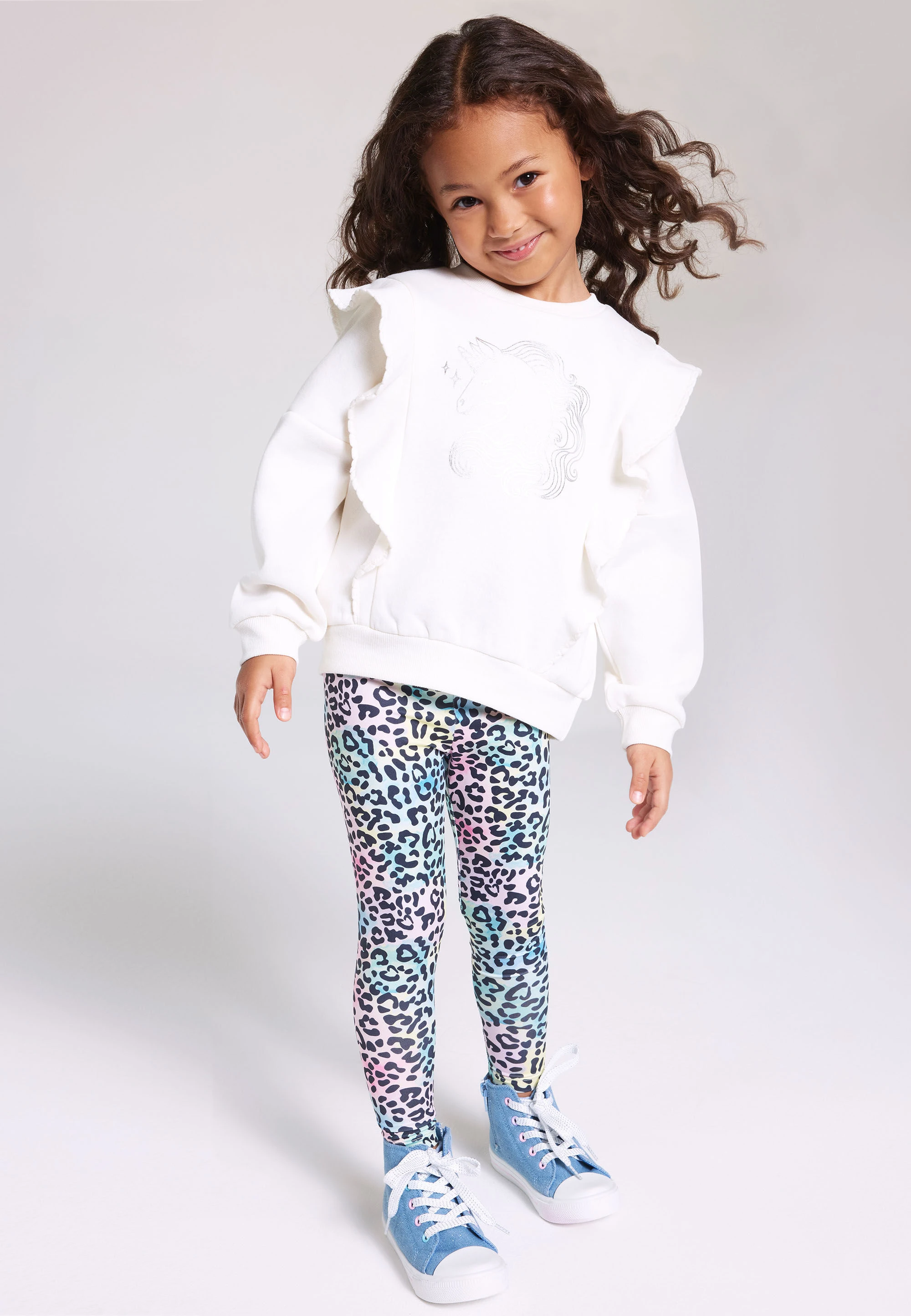 Younger Girls Pastel Animal Print Active Leggings