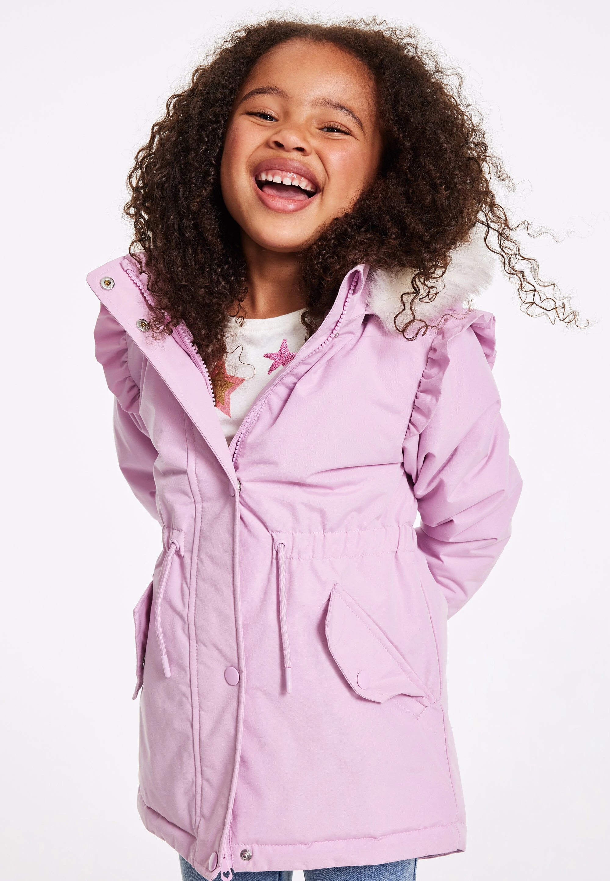 Younger Girls Pink Padded Parka Coat