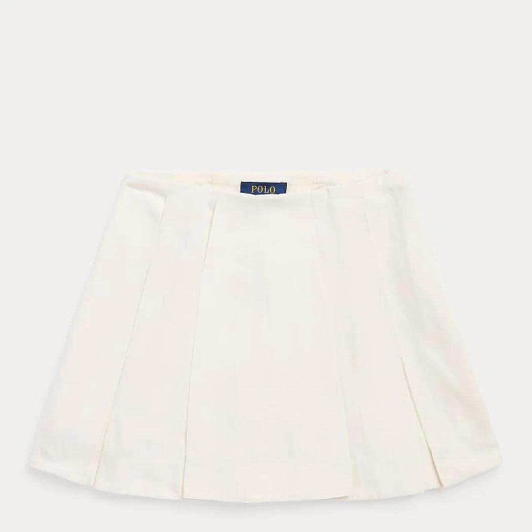 Younger Girls White Pleated Mini Skirt