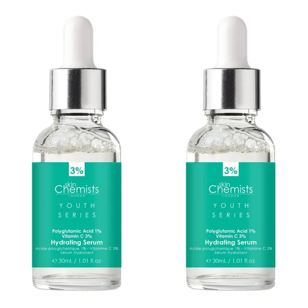 Youth Series Hydrating Serum Polyglutamic Acid % Vitamin C % 30ml x Duo Pack - White
