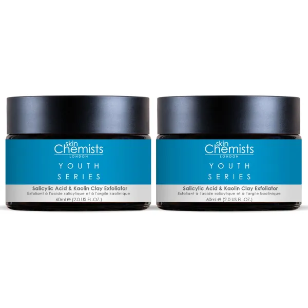 Youth Series Salicylic Acid & Kaolin Clay Exfoliator 60ml x Duo Pack - White