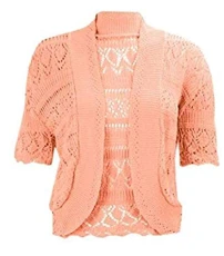 Z10 NEW WOMENS KNITTED BOLERO PLUS SIZE SHRUG CROCHET LADIES CARDIGAN TOP 12-32 (ONE SIZE (UK 16-20)