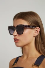 Zabi Glitter Tortoise Shell Sunglasses Purple