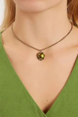 Zara Green Flower Necklace Gold