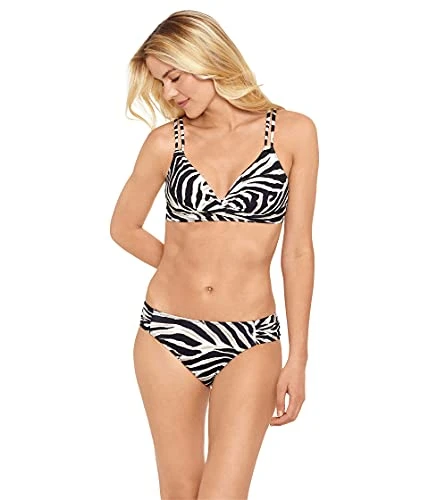 Zebra Double Strap Twist Underwire Bra Top, Brown, 8