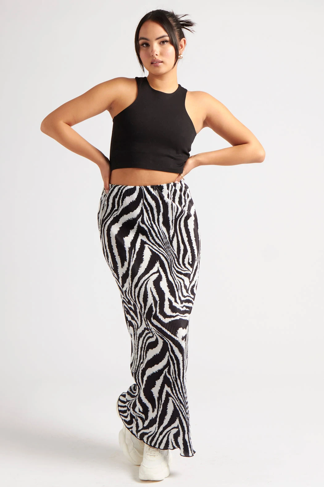 Zebra Plisse Maxi Skirt /