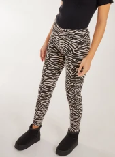 Zebra Print Straight Jeans  - 8  - Black Pattern