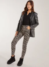 Zebra Print Straight Jeans Black/Stone