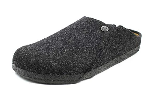 Zermatt Wool Felt Anthracite Slippers-EU 38, Charcoal, 5 UK