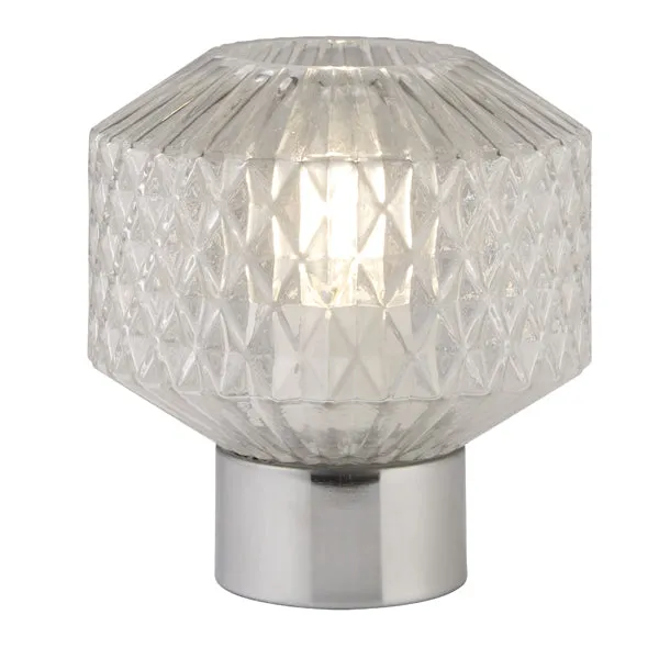 Zina Chrome & Clear Glass Table Lamp - Silver