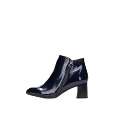 Zip Heeled Ankle Boot - 222353 6 NVY PATENT