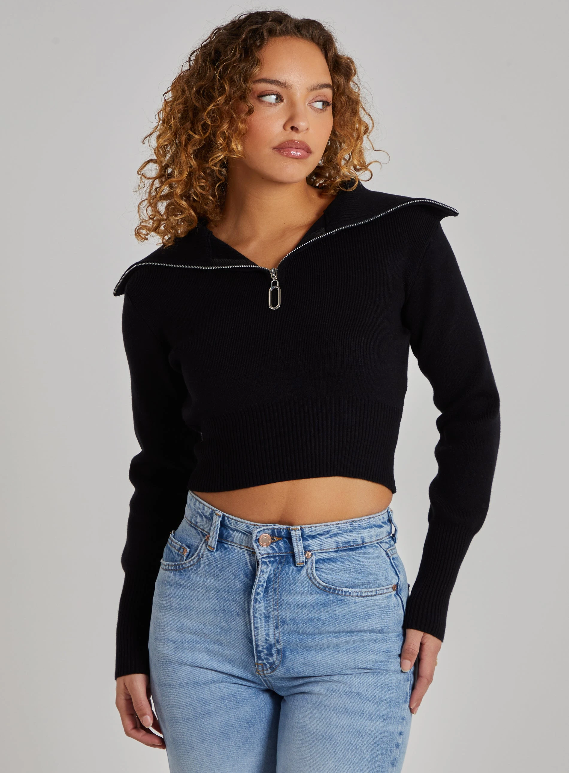 Zip Up Sweat  - S  - Black