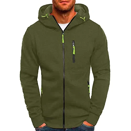 Zipped Hoodies for Men Uk Long Sleeve Solid Colour Mens Hoodies with Zip Pocket Full Zipper Plus Siz