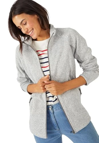 Zipped Knit Cardigan, Grey Marl, 10/12