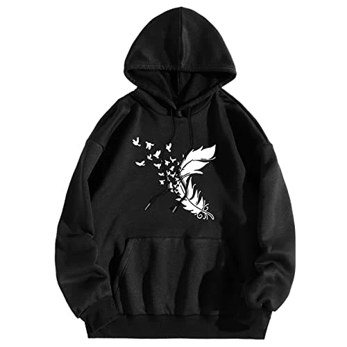 Zipper Hoodie Women Men Women Print Long Sleeve Crew Neck Hooded Tops Sweatshirt Oversized Hoodie, black, XL