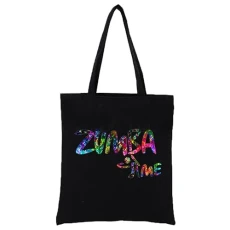Zumba Print Canvas Tote Bag for Women Black Cotton Shoulder Bag Reusable Bags for Shopping, Groceries, Gift bags,Travel Bag,Shopper Bags