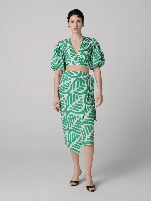 Alessia Wrap Skirt - Desert Palm Indian Green