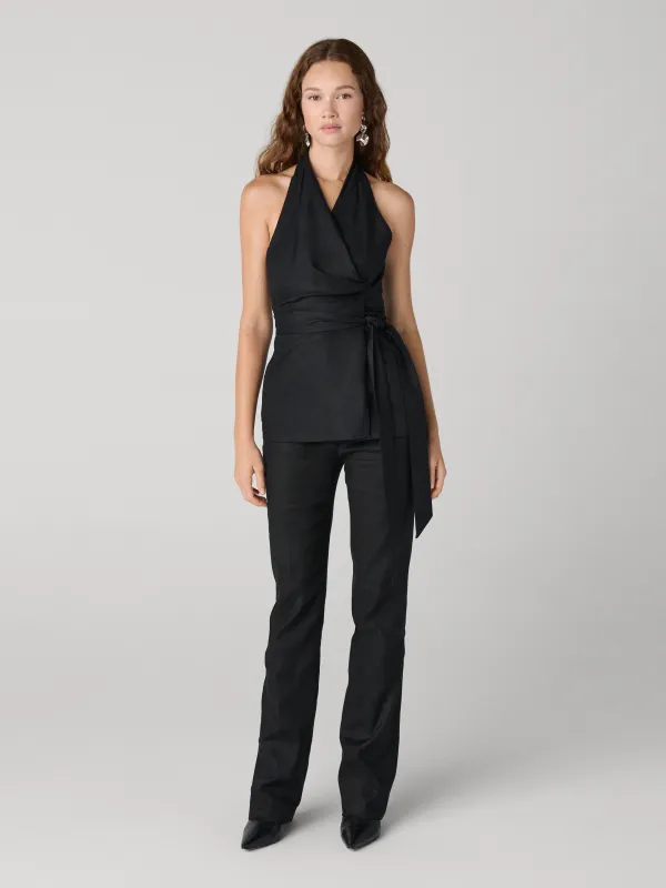 Alyssa Halter Wrap Top - Black