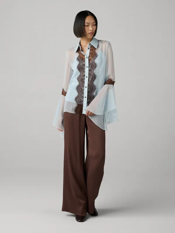 Angela Blouse - Signature Pinstripe Powder Blue