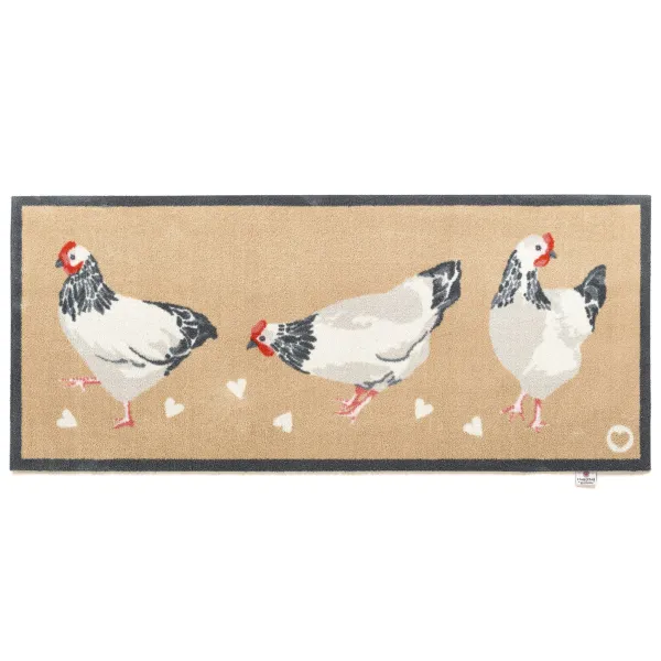 Chicken 1 Beige Washable Runner - 65x150cm
