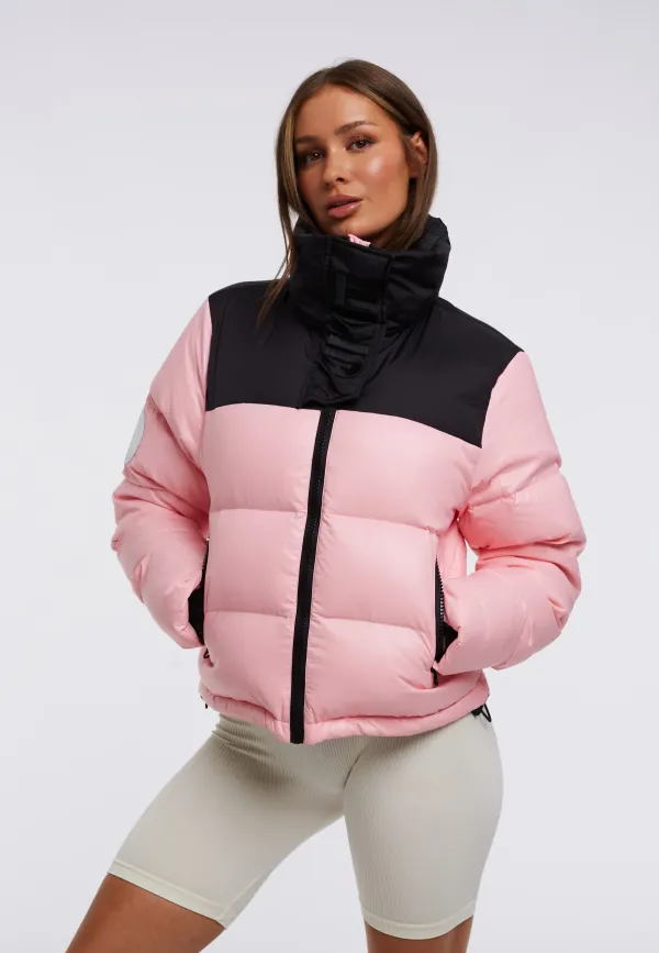 Diamond Down Alps Slick Crop Jacket - Powder Pink/Black