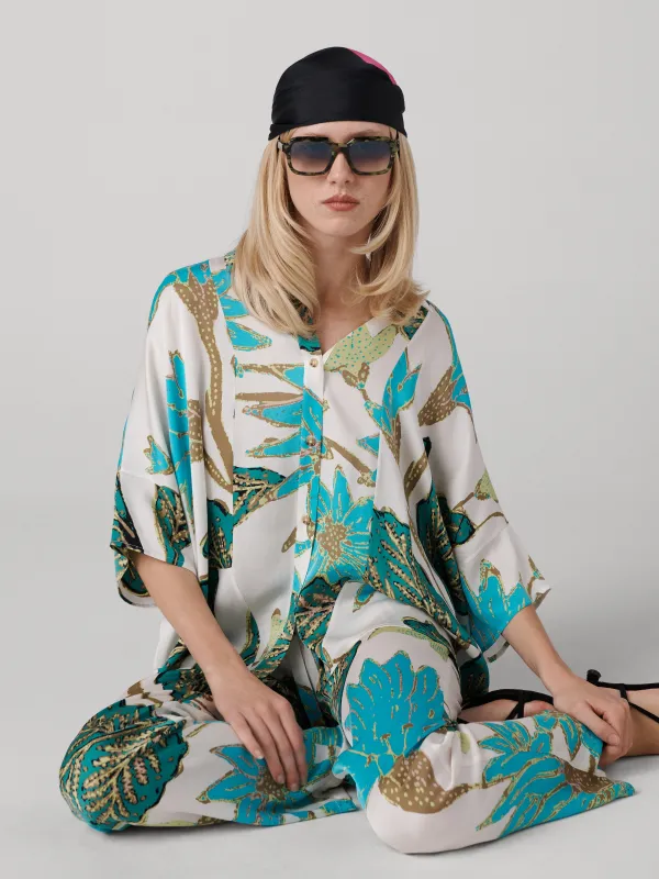 Diane Short Sleeve Top - Giant Marlene Batik Ivory