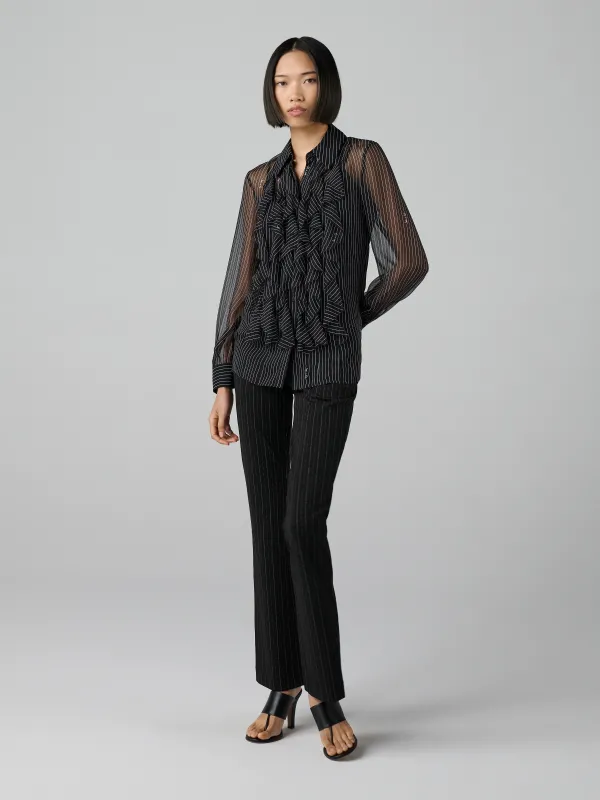 Eva Blouse - Signature Pinstripe Black