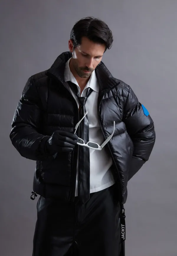 EZ Boxed Funnel Puffer Jacket Lux Black