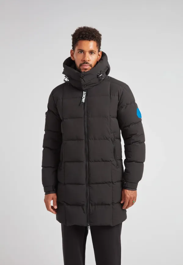 EZ Boxed Long Down Puffer Coat Matt Black - Black/Black