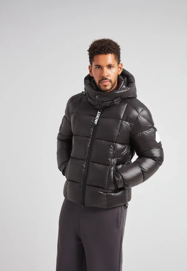 EZ Boxed Puffer Racer Jacket Lux Black - Black/Black