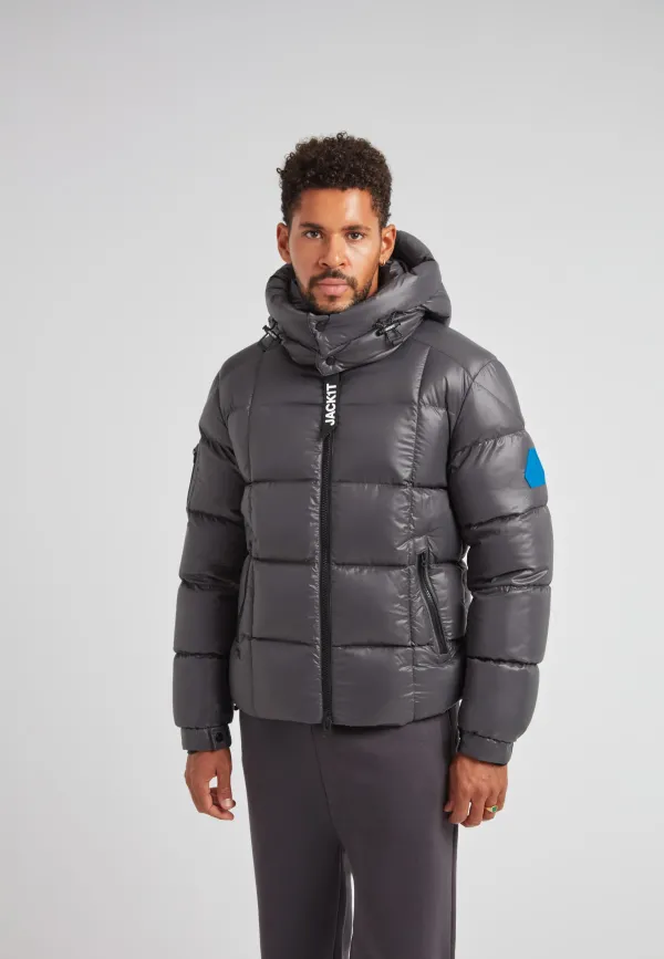 EZ Boxed Puffer Racer Jacket Lux Graphite - Graphite/Black