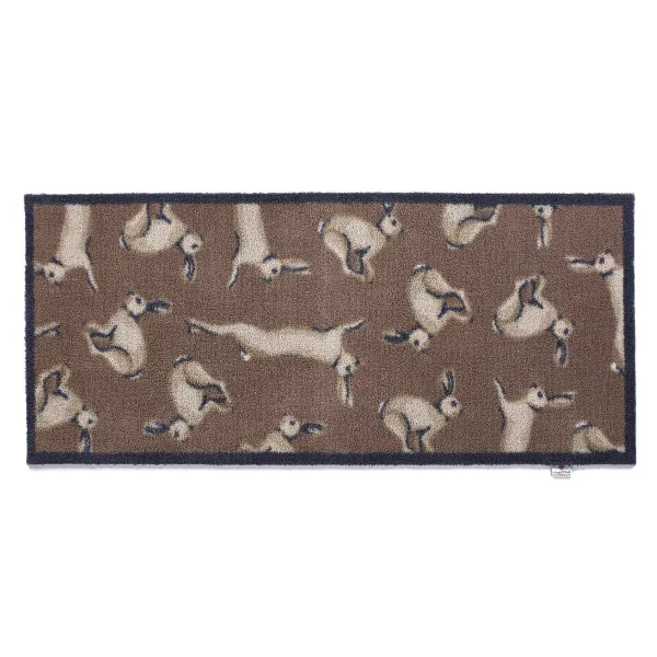 Hare 1 Brown Washable Runner - 65x150cm