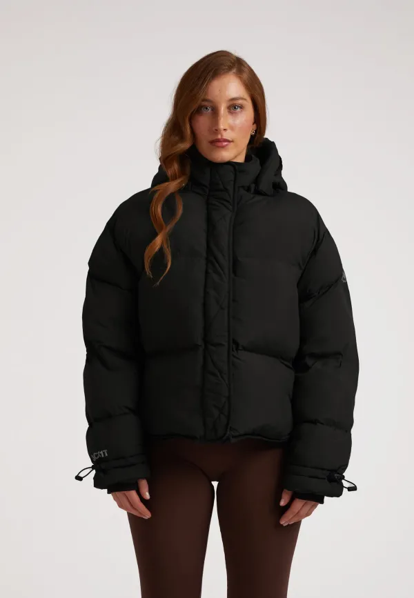HELIO Cropped Duvet Puffer Jacket - Black