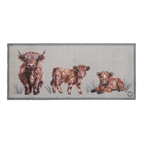 Heritage Highland Cow Washable Runner - 65x150cm