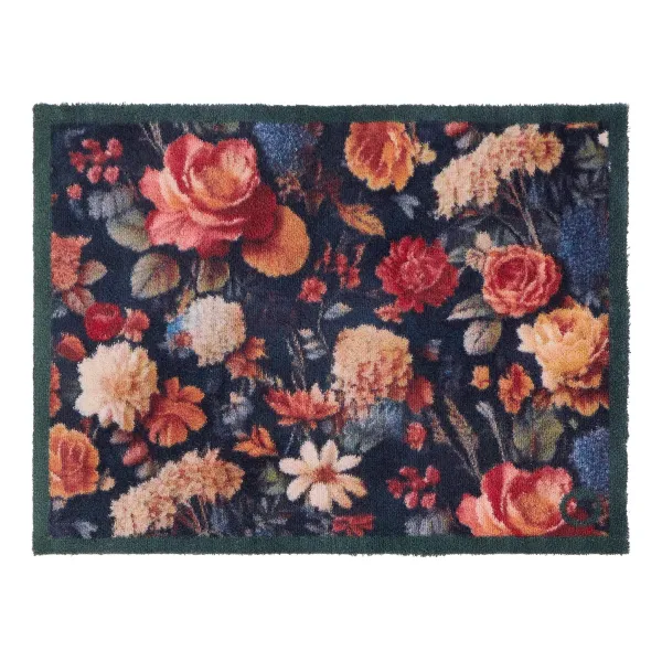 Midnight Blooms Washable Doormat - 65x85cm