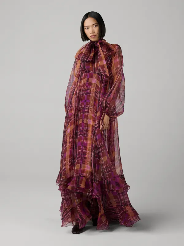 Nadine Organza Gown - Strata Check Ember