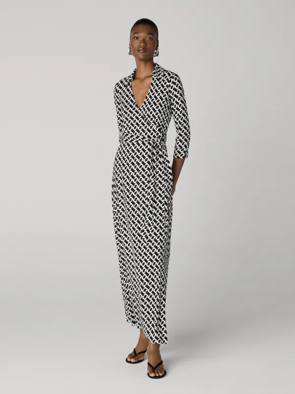 New Abigail Wrap Maxi Dress - Chain Link Medium Black
