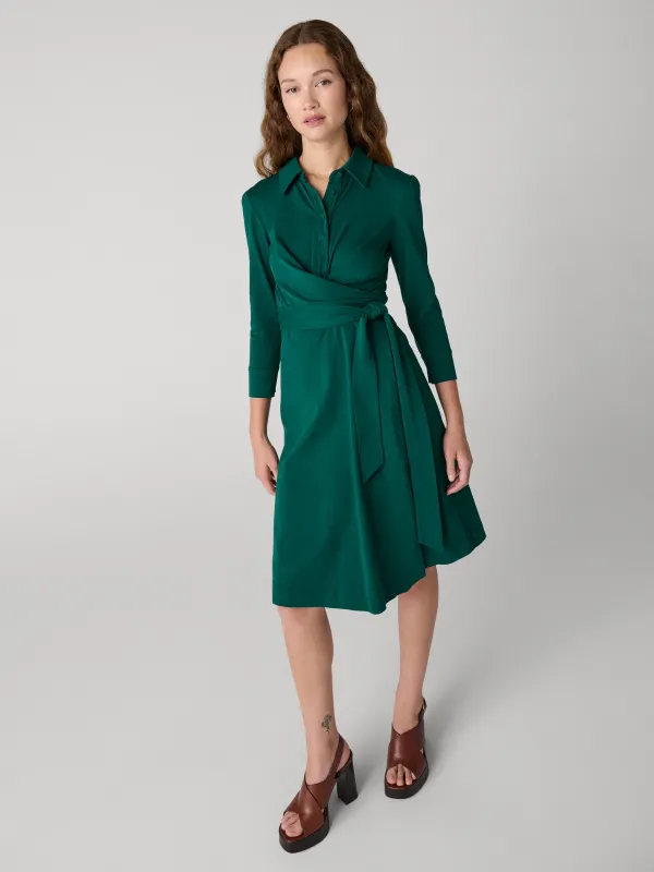 Sana Knee Length Dress - Evergreen