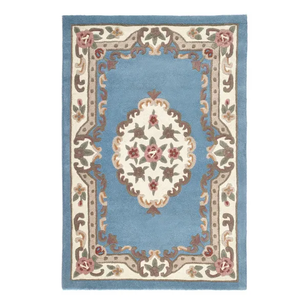 Shensi Aubusson Rug in Blue - 60x120cm