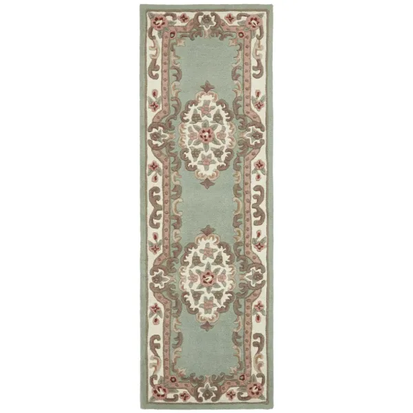 Shensi Aubusson Rug Runner in Green - 67x210cm
