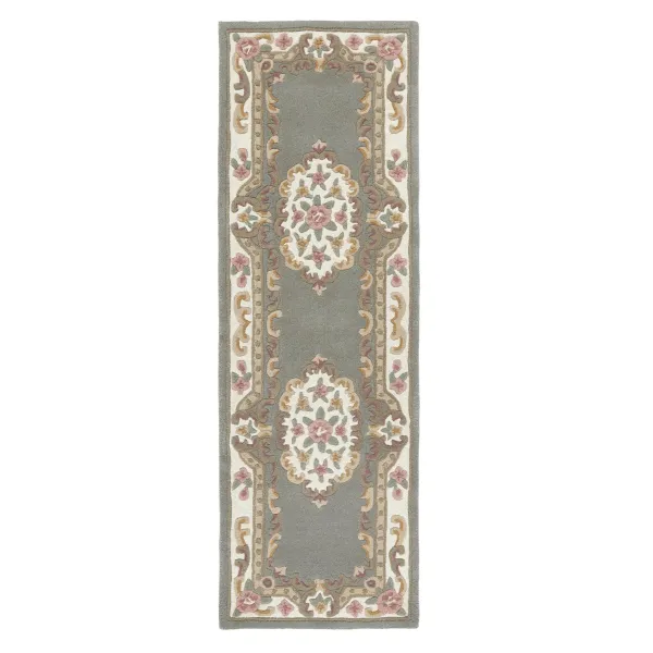 Shensi Aubusson Rug Runner in Grey - 67x210cm