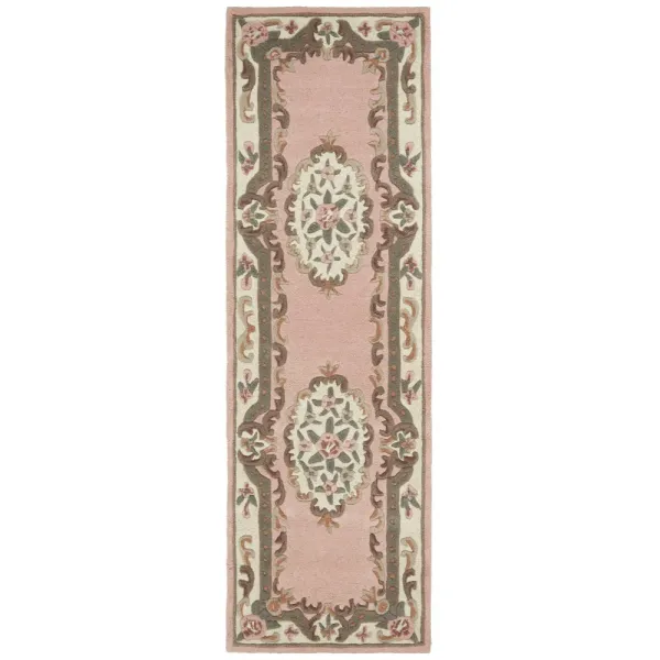 Shensi Aubusson Rug Runner in Pink - 67x210cm