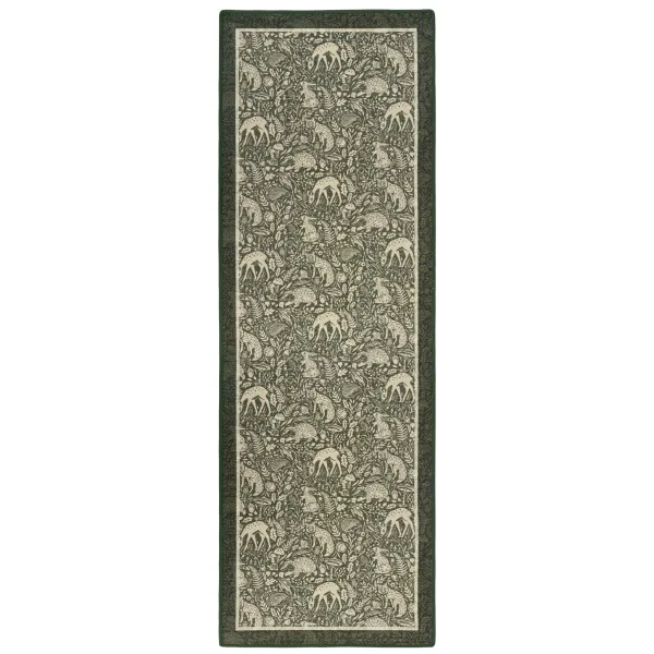 Whimsical Woodland Green Eco-Washable Rug Runner - 75x220cm