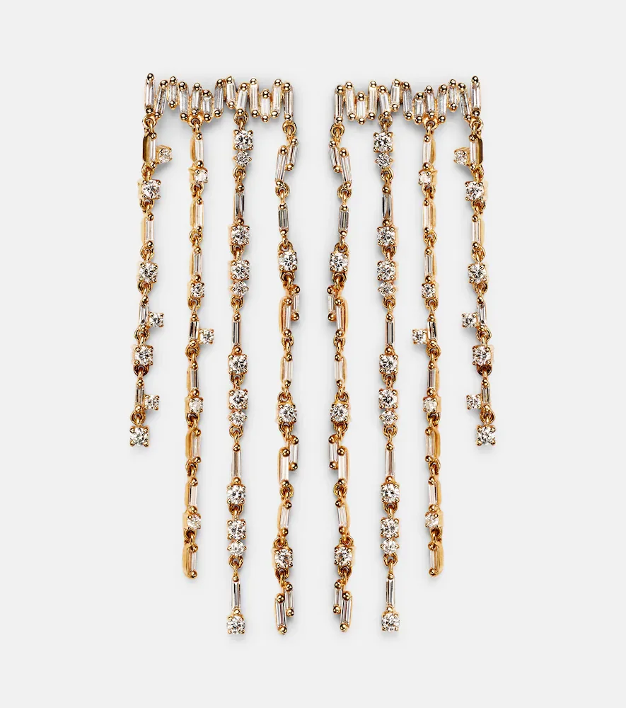 18kt gold fringe earrings with diamonds