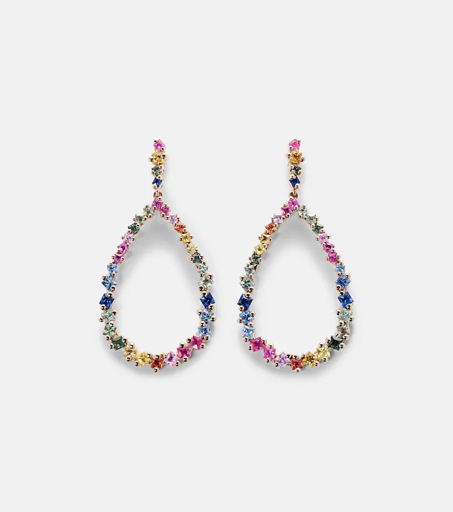 18kt rose gold drop earrings with sapphires