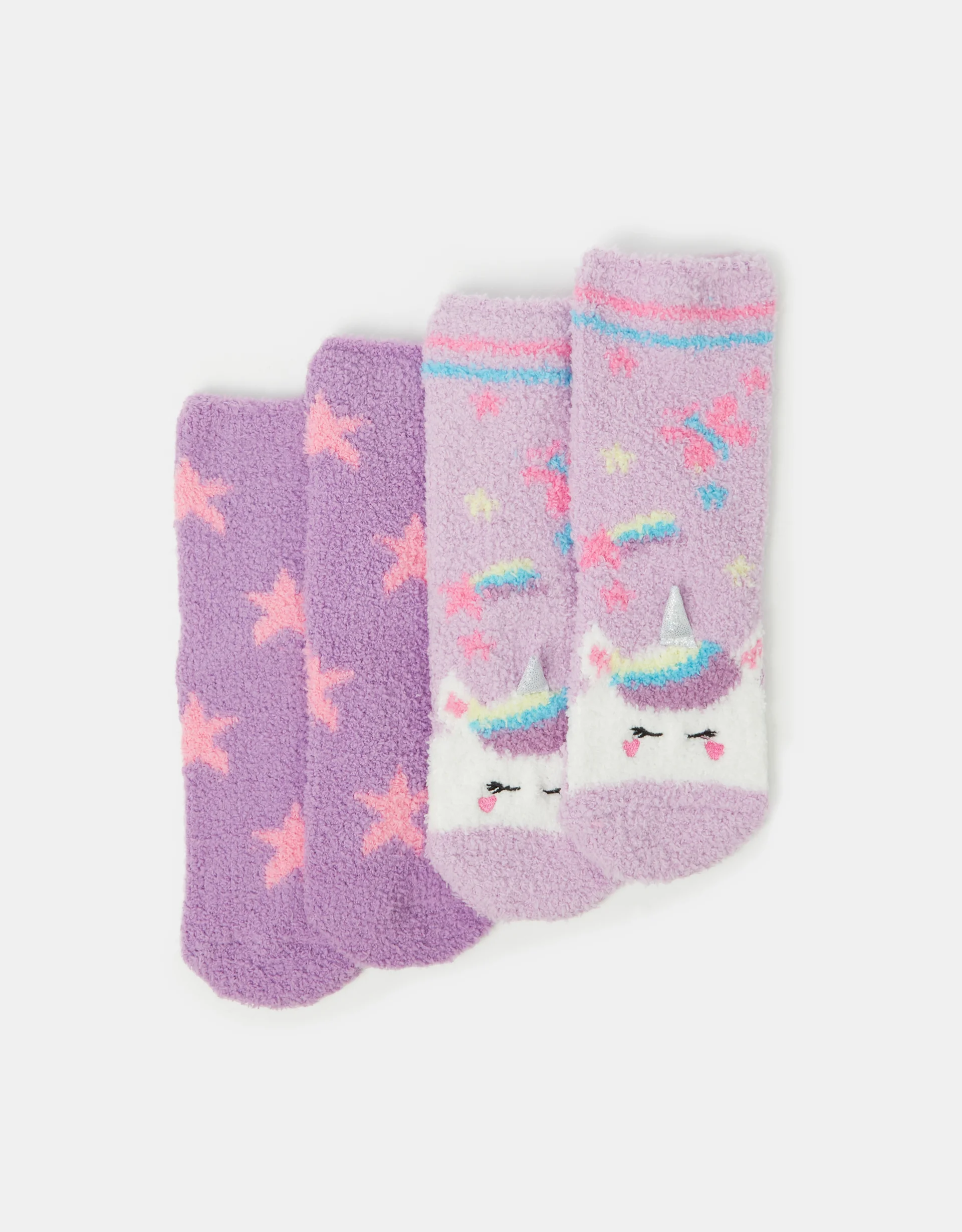2-Pack Girls Unicorn Bed Socks Purple
