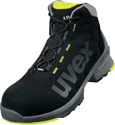 1 lace-up boot, safety shoes S2 SRC, work shoes for men & women, black/lime, size 10.5