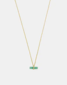 14ct Gold-plated Healing Stone T-bar Necklace Green 14ct Gold-plated Healing Stone T-bar Necklace Green