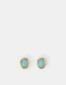 14ct Gold-plated Oval Blue Quartz Stud Earrings 14ct Gold-plated Oval Blue Quartz Stud Earrings